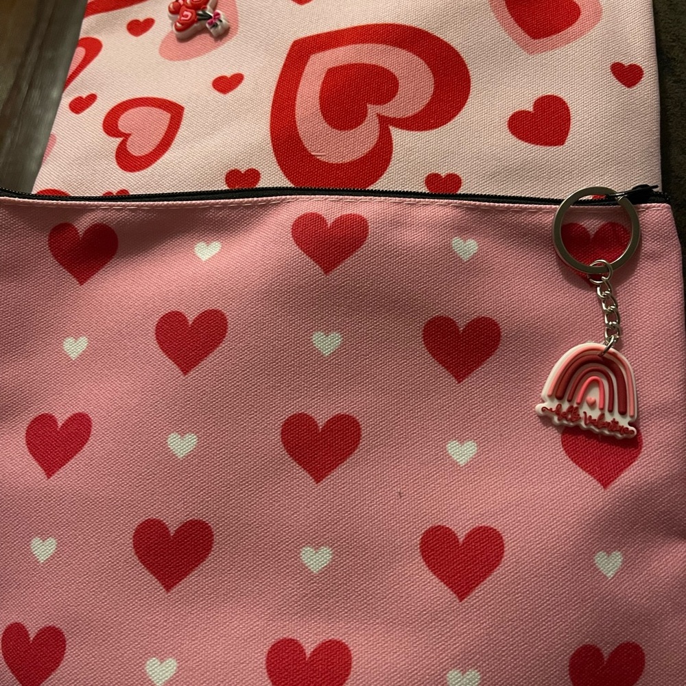 Pink Heart Patterned Pouch